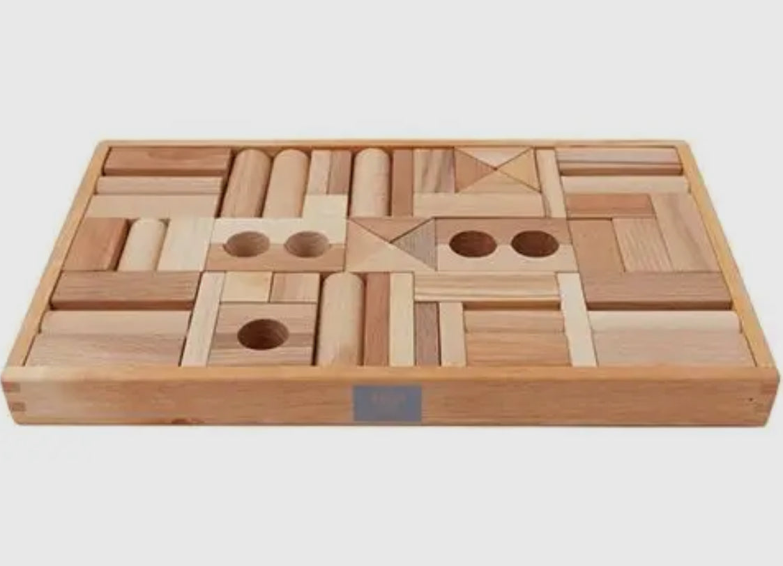 Holzbausteine Natur – 54 Teile im Tablett