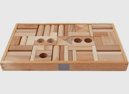 Holzbausteine Natur – 54 Teile im Tablett