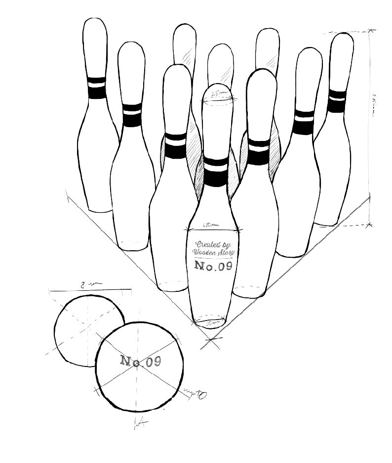 Natürliches Bowlingset