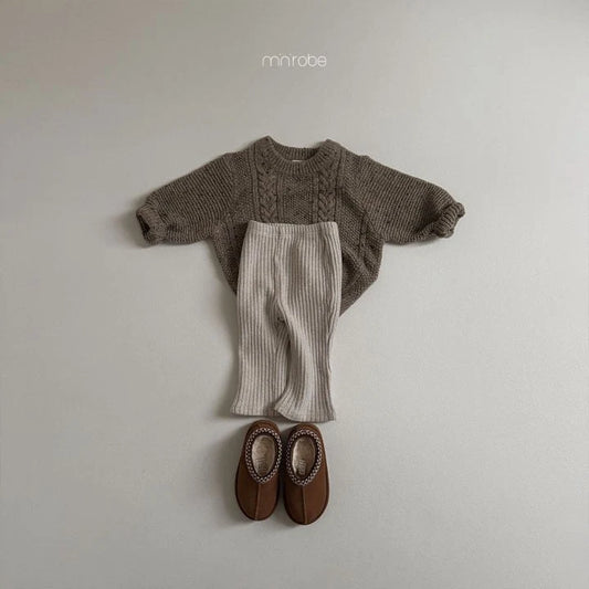 line ribbed warm pants